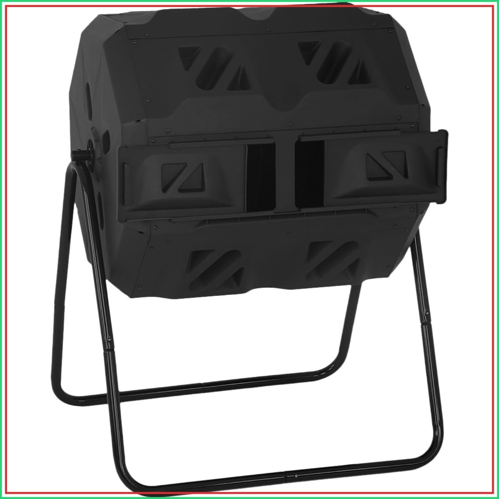 Compost Bin - 43 Gallon Dual Chamber Tumbling Compost