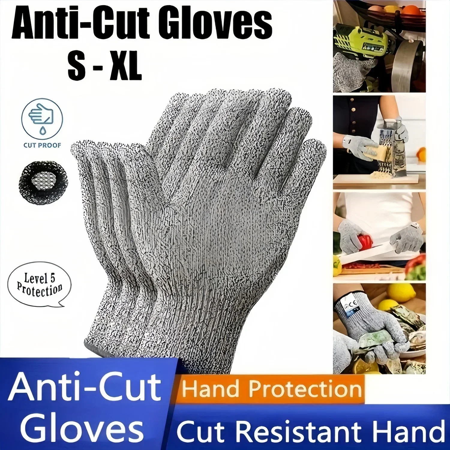 Garden Gloves Thorn Proof - Grade 5 HPPE Anti-Cut Gloves Kitchen