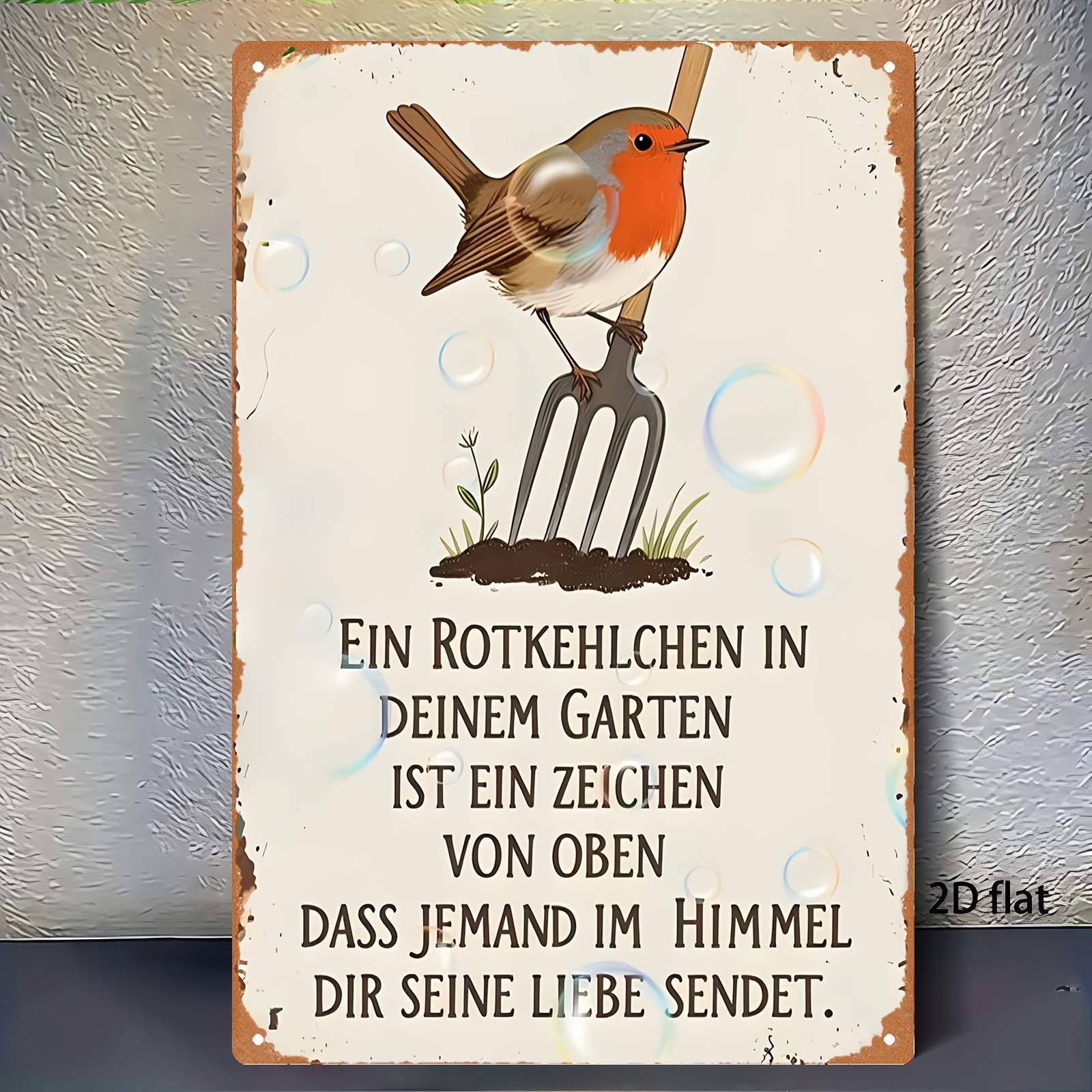 Gardening Tools German - Vintage Wooden Sign Retro Bird Farm