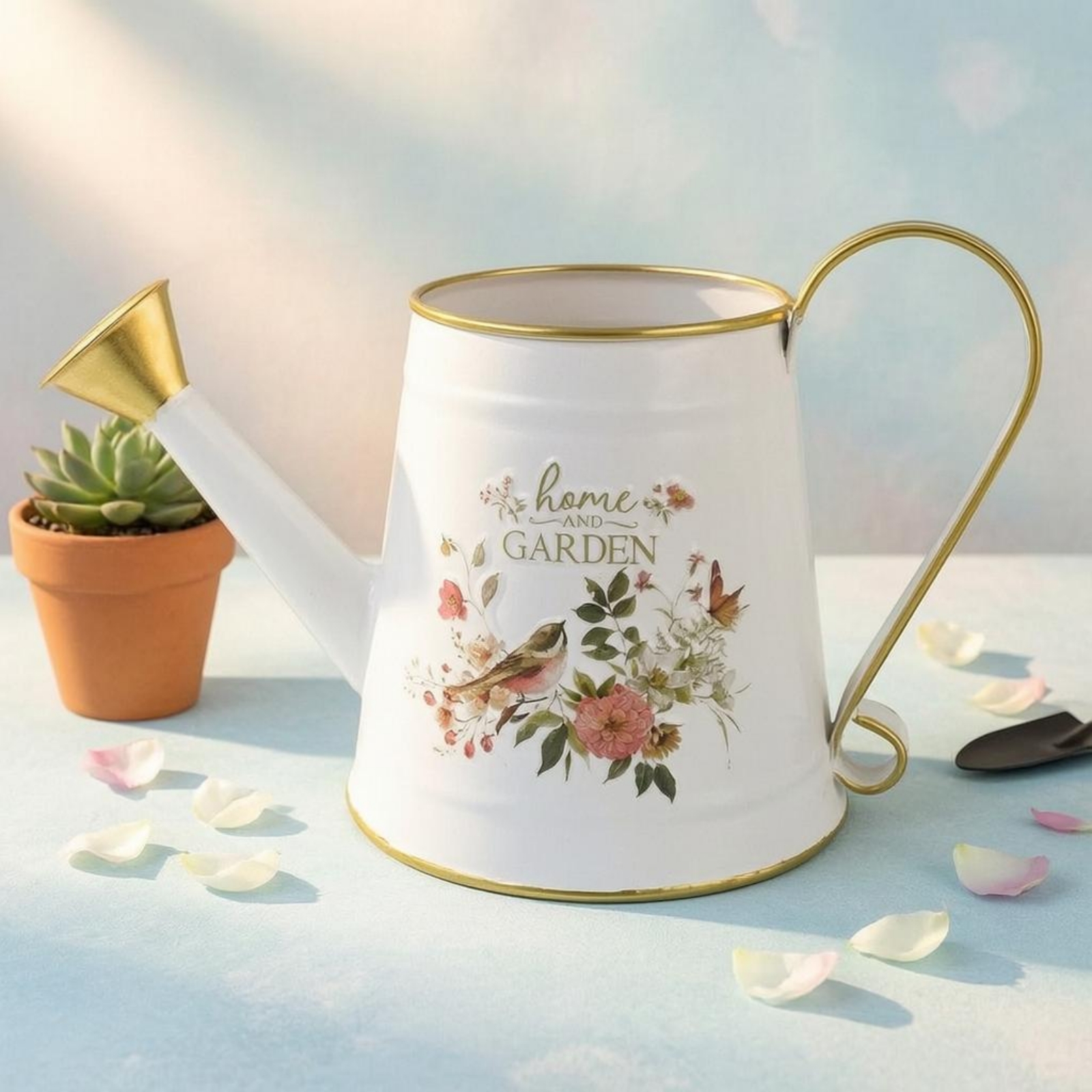 Metal Watering Can Gold Trim C - Gardening Tools Watering Can 评论和价格