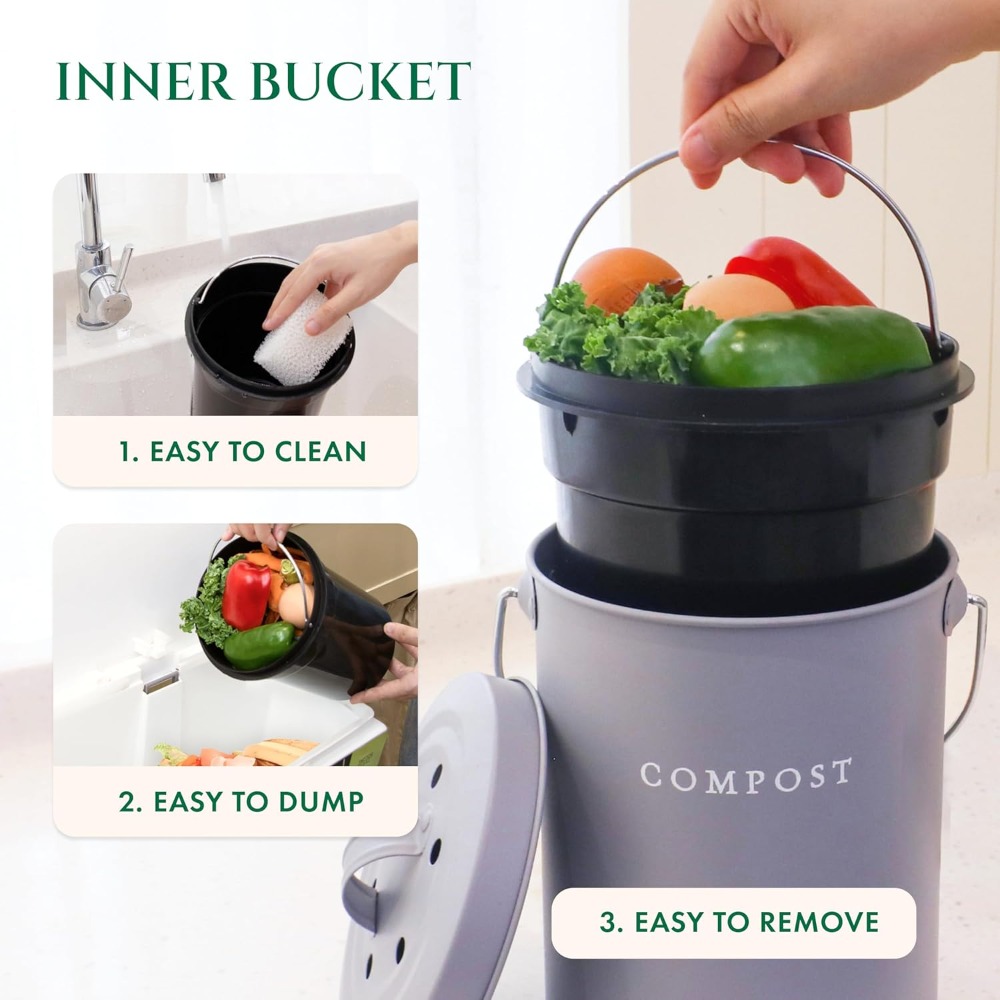 Indoor Compost Bin Kitchen Odo - Compost Bin 评论和价格