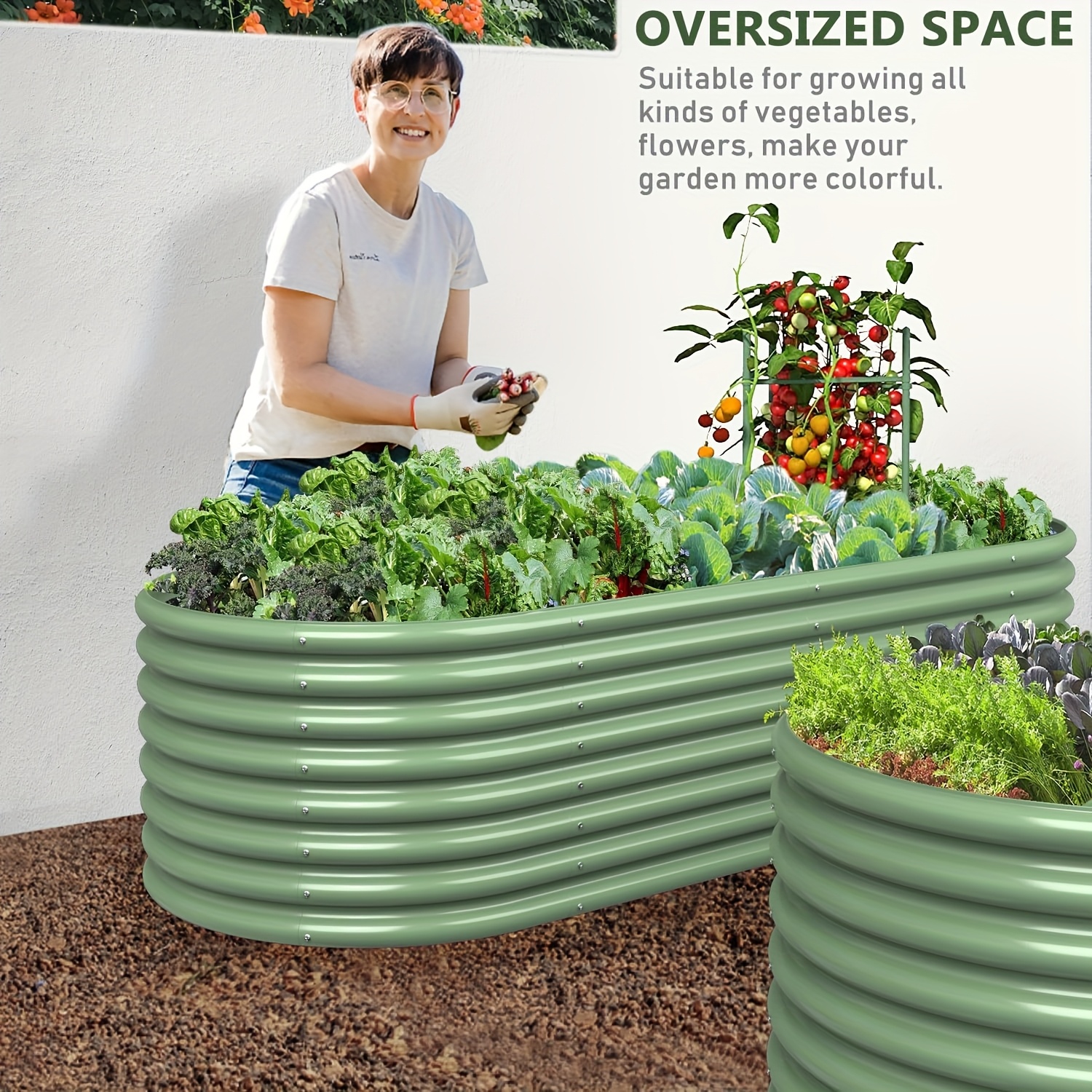 Outdoor Metal Planter Raised G - Gardening Tools Green 评论和价格
