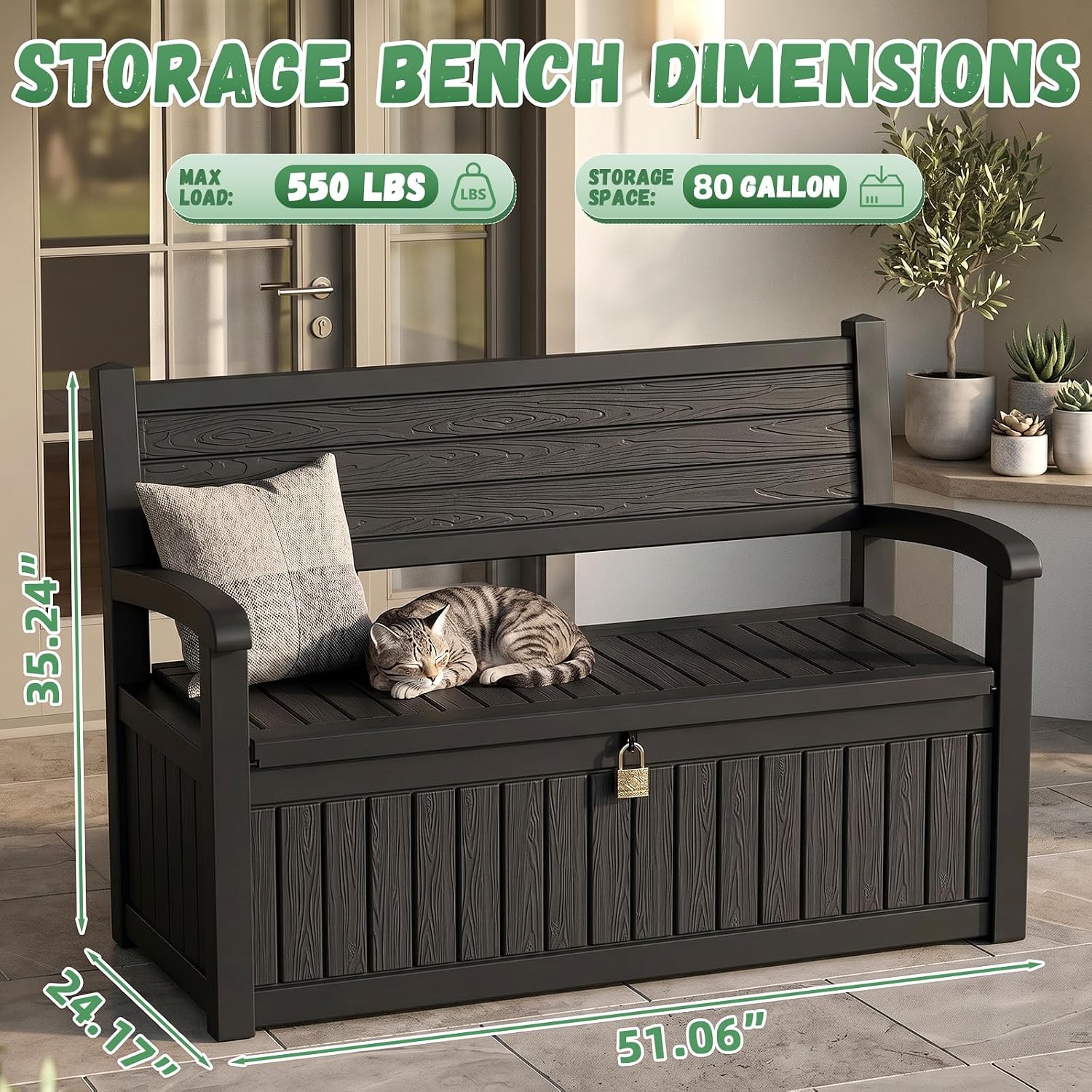 Large Outdoor Storage Bench De - Gardening Tools Organizer 评论和价格