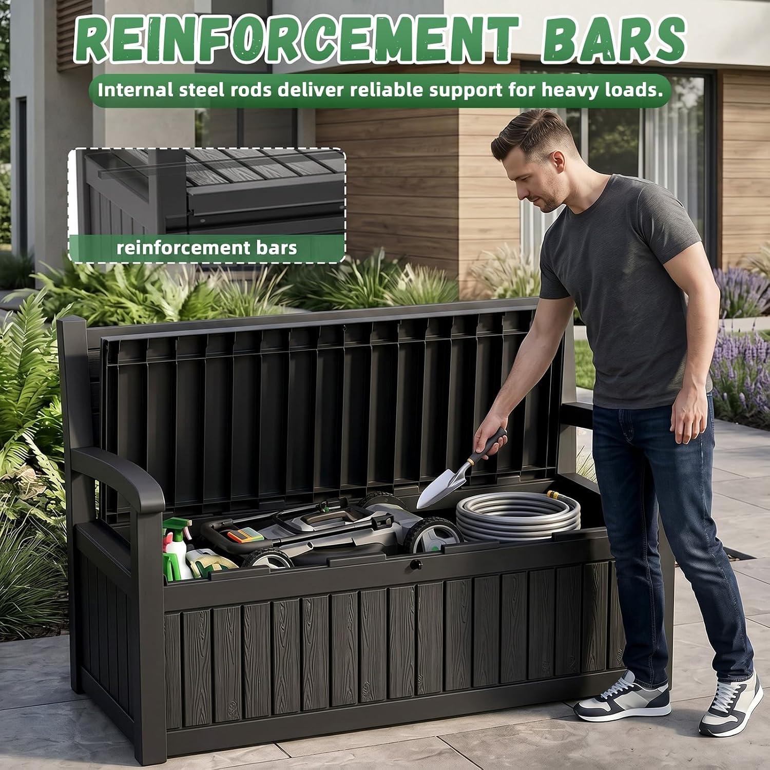 Large Outdoor Storage Bench De - Gardening Tools Organizer 评论和价格