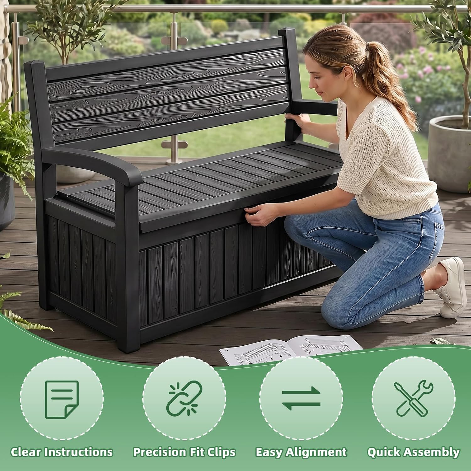 Large Outdoor Storage Bench De - Gardening Tools Organizer 评论和价格