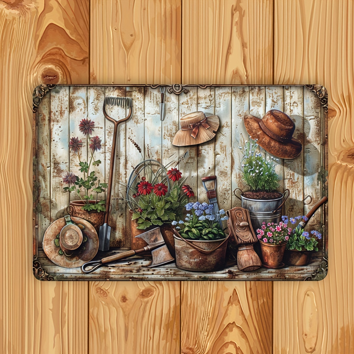 2D Flat, Vintage Floral Metal  - Gardening Tools Vintage 评论和价格