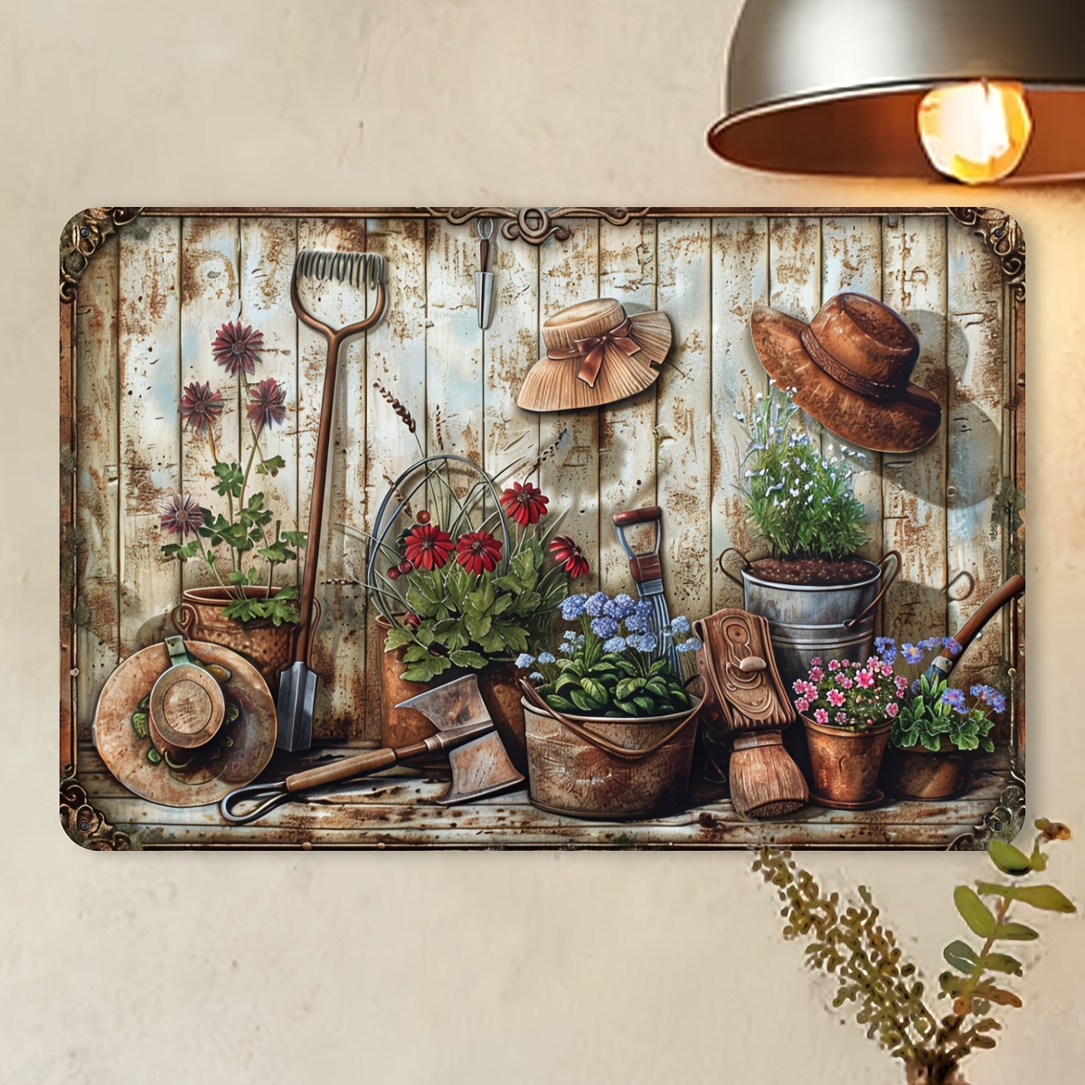 2D Flat, Vintage Floral Metal  - Gardening Tools Vintage 评论和价格