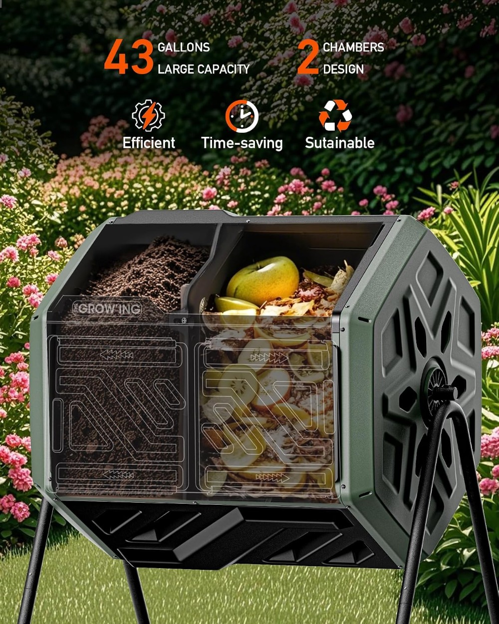 43 Gallon Dual Chamber Compost - Compost Bin 评论和价格