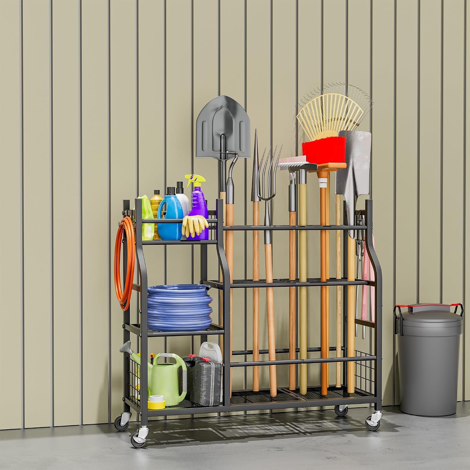 Garden Tool Organizer with Whe - Gardening Tools Organizer 评论和价格