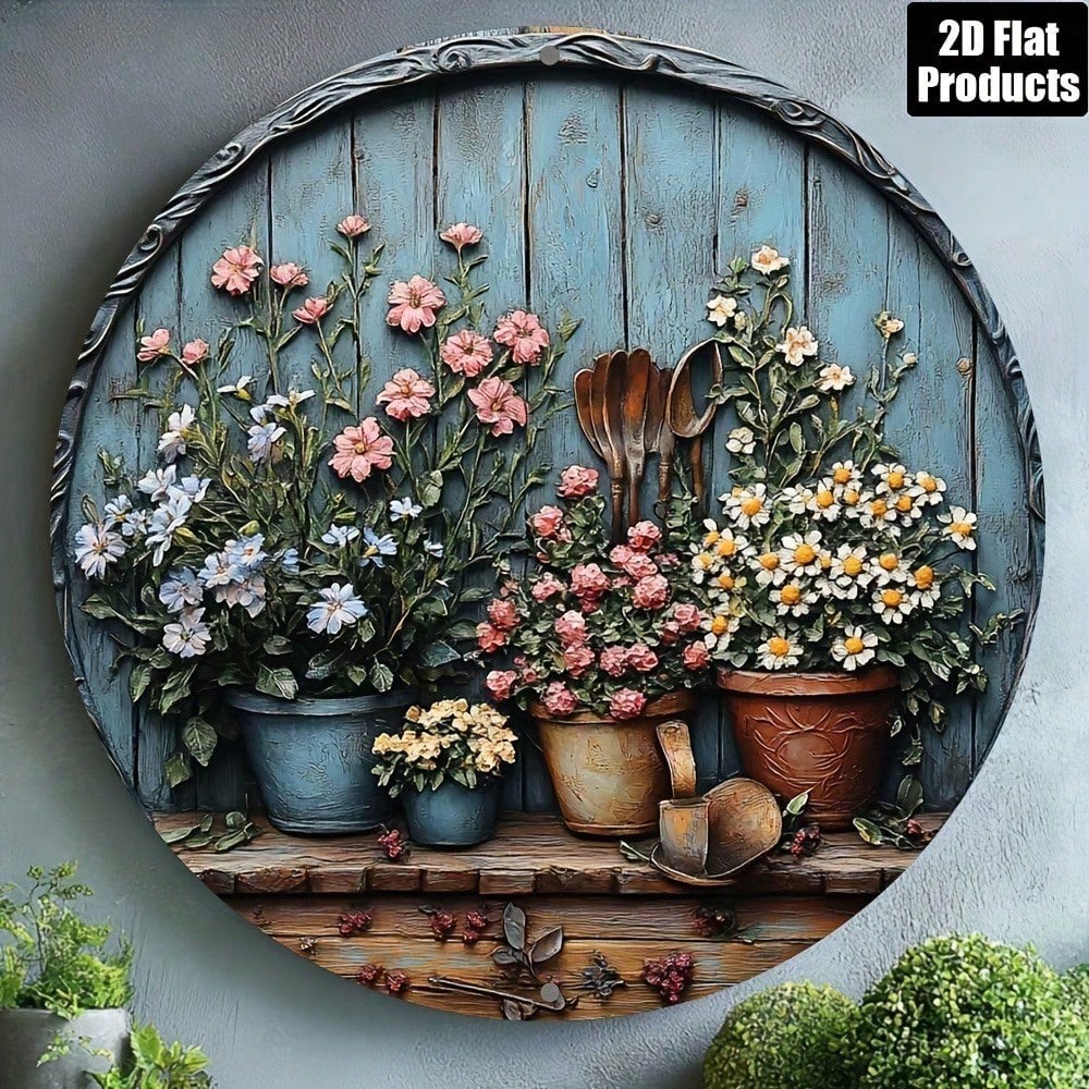 Vintage Round Aluminum Wall Ar - Gardening Tools Vintage 评论和价格