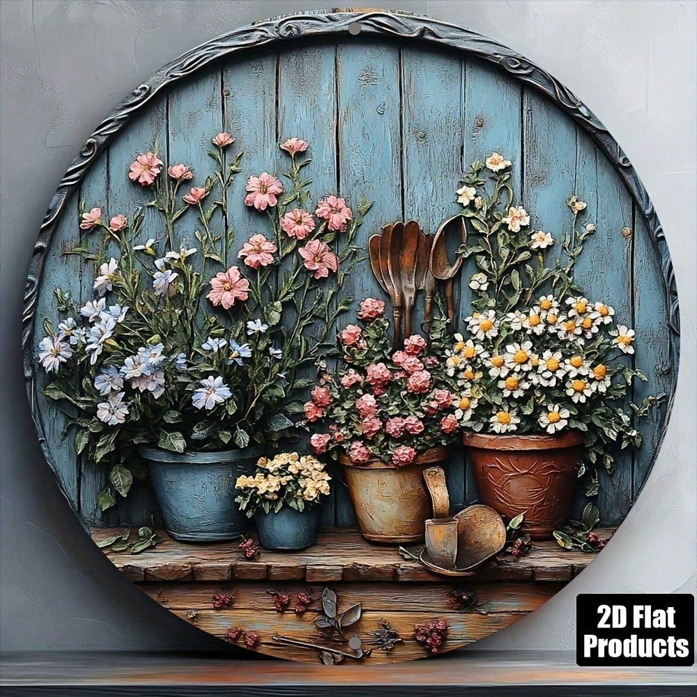 Vintage Round Aluminum Wall Ar - Gardening Tools Vintage 评论和价格