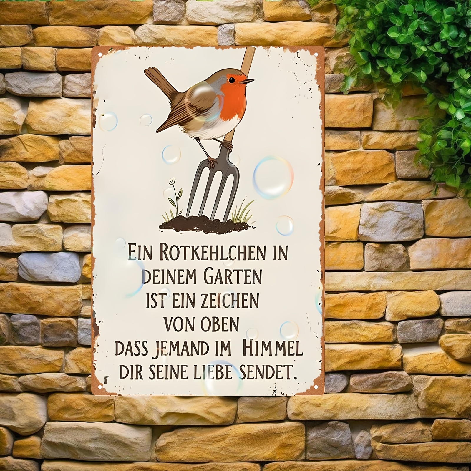 Vintage Wooden Sign Retro Bird - Gardening Tools German 评论和价格