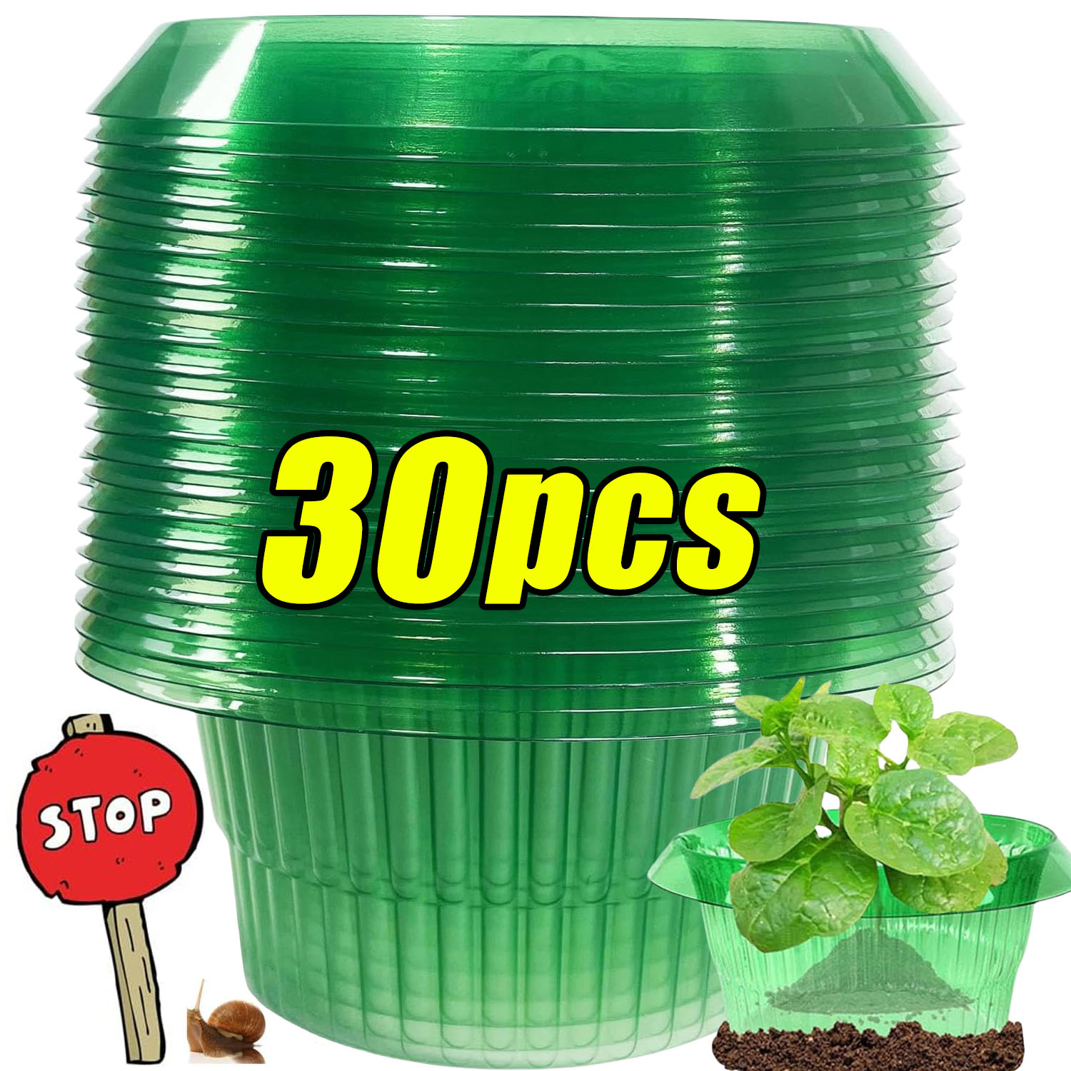 1/30pcs Plants Slug Protection - Gardening Tools Green 评论和价格