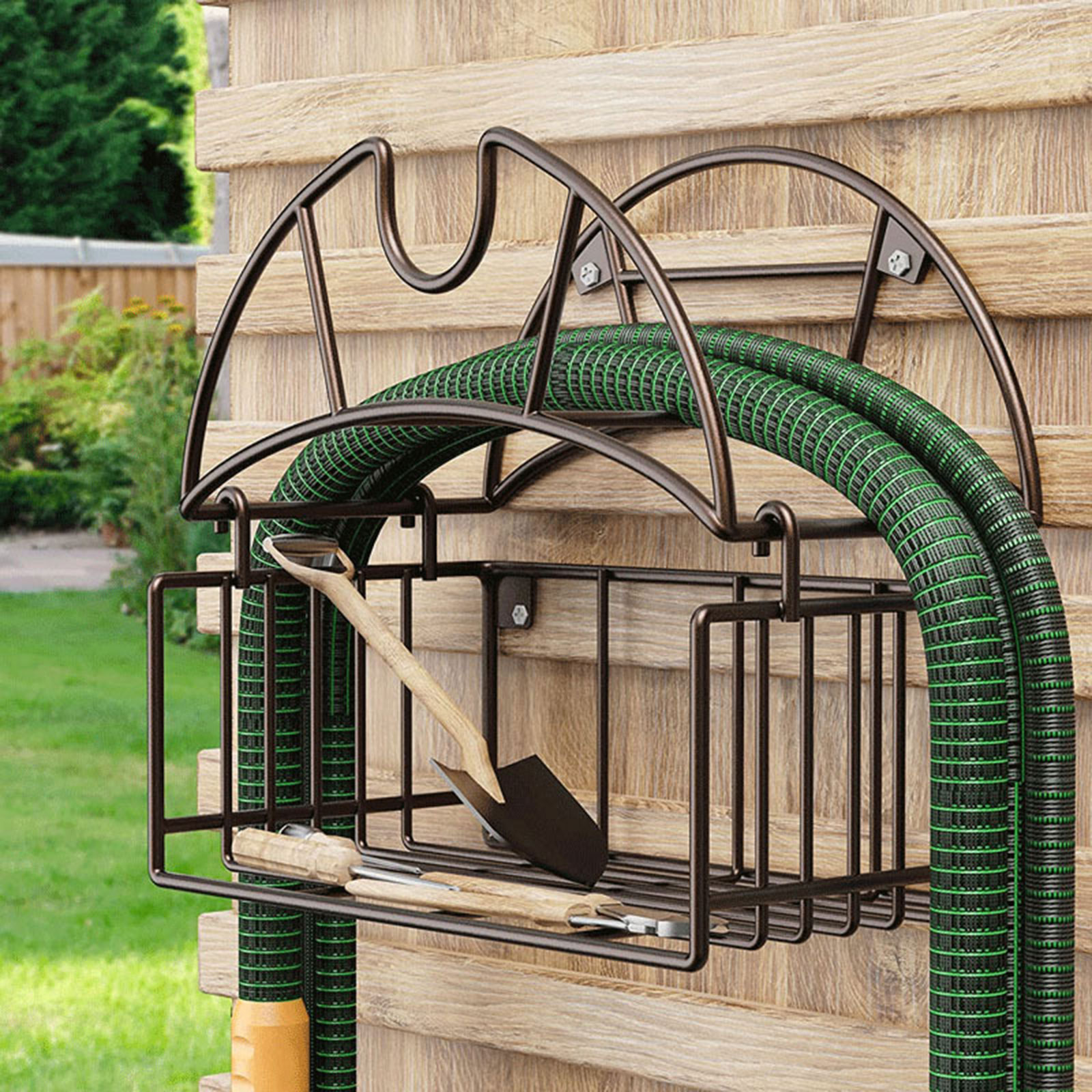 Wall Mount Garden Hose Holder  - Gardening Tools Organizer 评论和价格