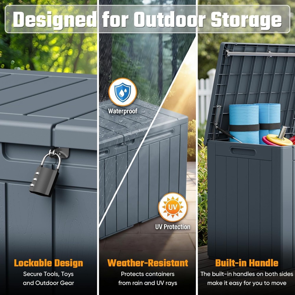110 Gallon Outdoor Storage Box - Gardening Tools Organizer 评论和价格
