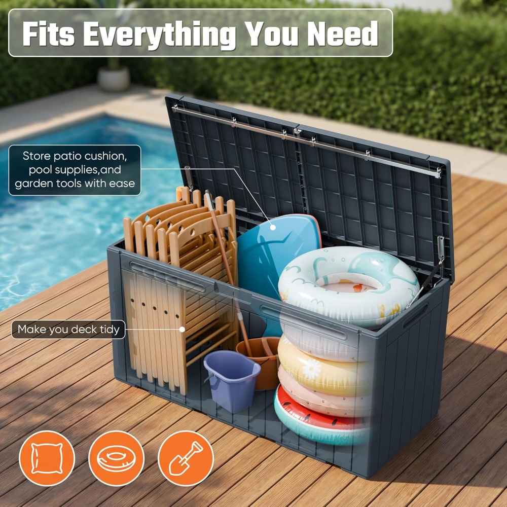 110 Gallon Outdoor Storage Box - Gardening Tools Organizer 评论和价格