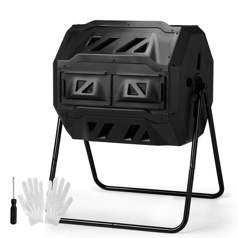42-gallon Black Plastic Compos - Compost Bin 评论和价格